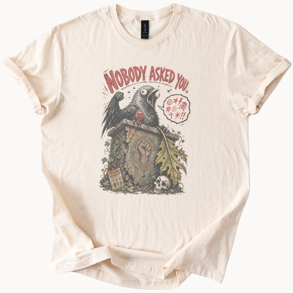 Rebellious Bird Skull Boho Graphic Tee - Picture 2 of 5